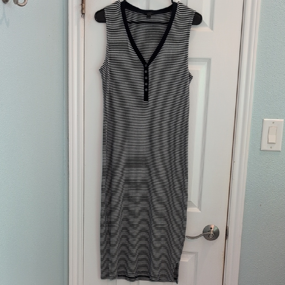 J. Crew Navy blue and White Striped Midi Dress